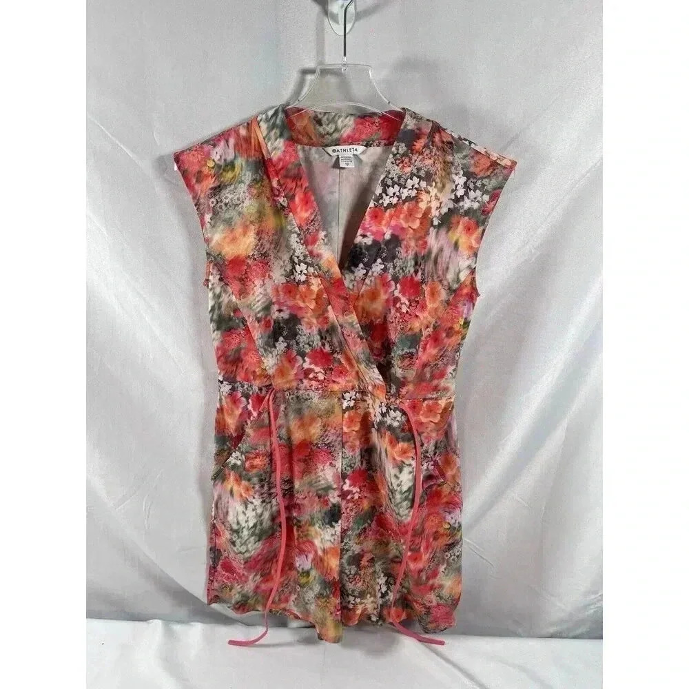 Athleta Marlow Romper Size XS Renewed Bloom Pink Floral Travel Athleisure
